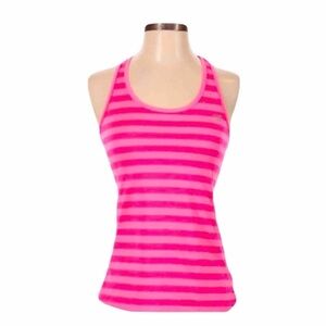 New Balance Racerback Striped Tank Top Bright Pink Size L